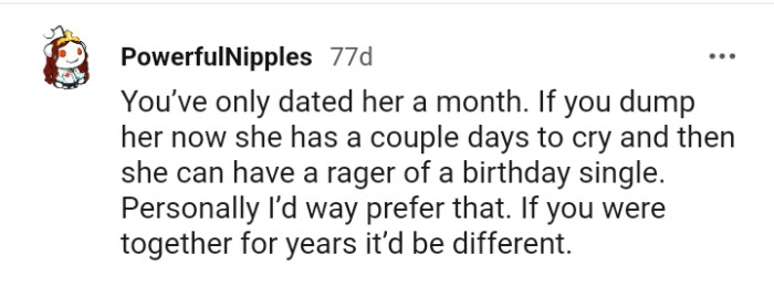 If it was a long-lasting relationship, it would be different