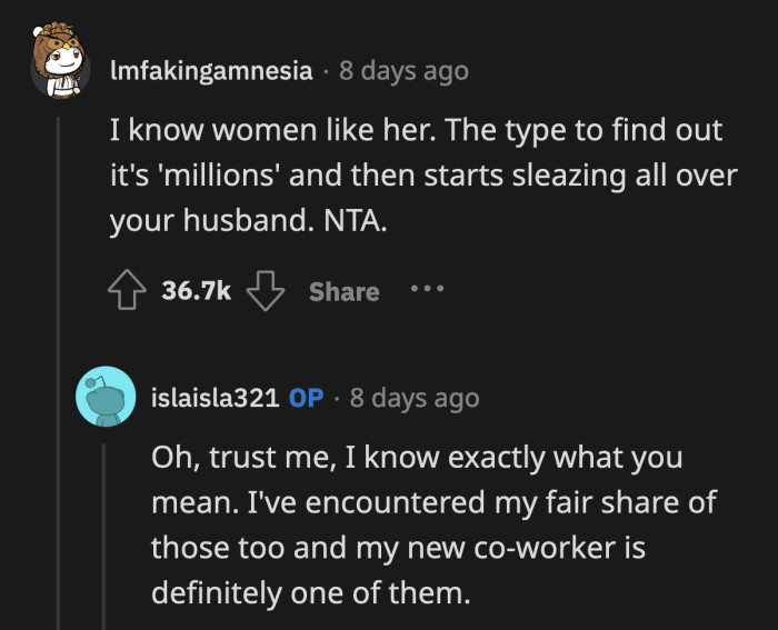 Some Redditors think OP's coworker has an ulterior motive for asking such pointed questions