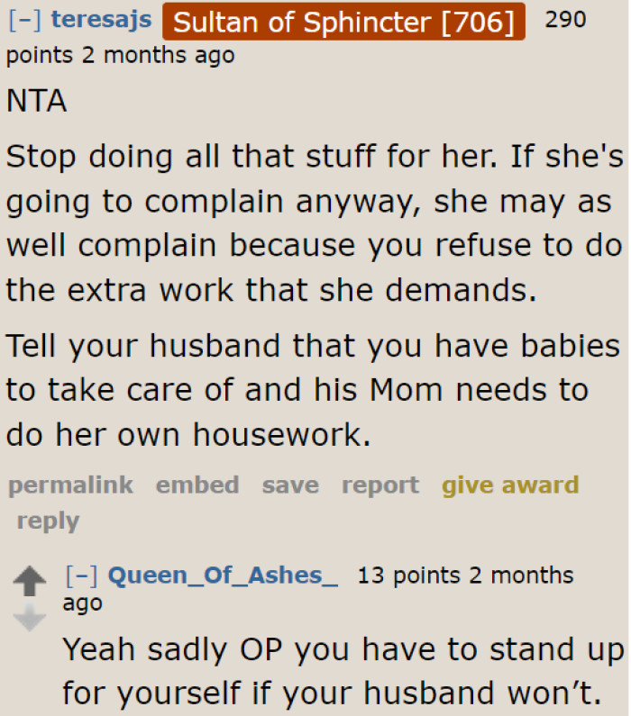 In situations like this, it has to be the husband who stops his mom. The MIL will never listen to the OP.