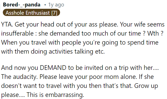 OP is being selfish and entitled.