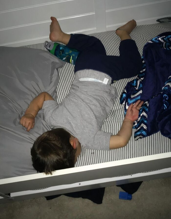 "My Kid Sleeps Like He Fell Down In Family Guy"