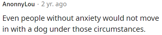 Living with a dog in those circumstances is challenging, even for those without anxiety.