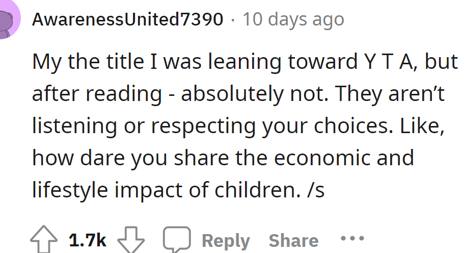 The in-laws don't respect their choices