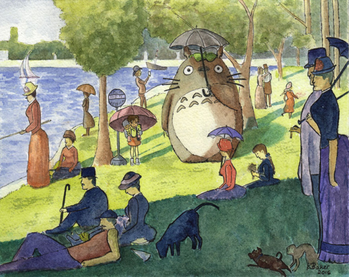 16. Seurat Meets Miyazaki Painting By Lindsay Baker