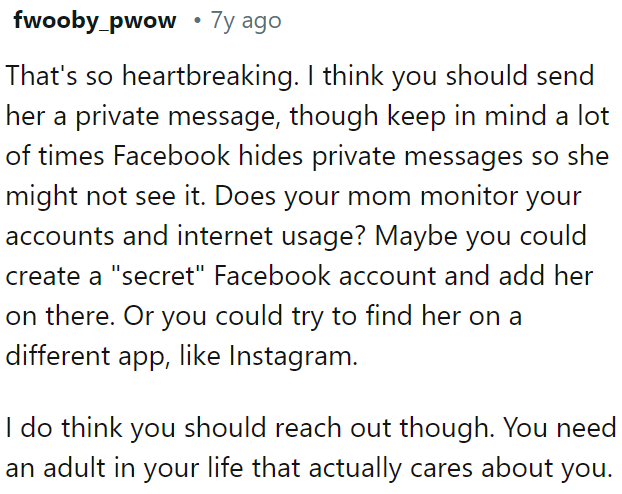 Maybe OP could make a secret Facebook account.