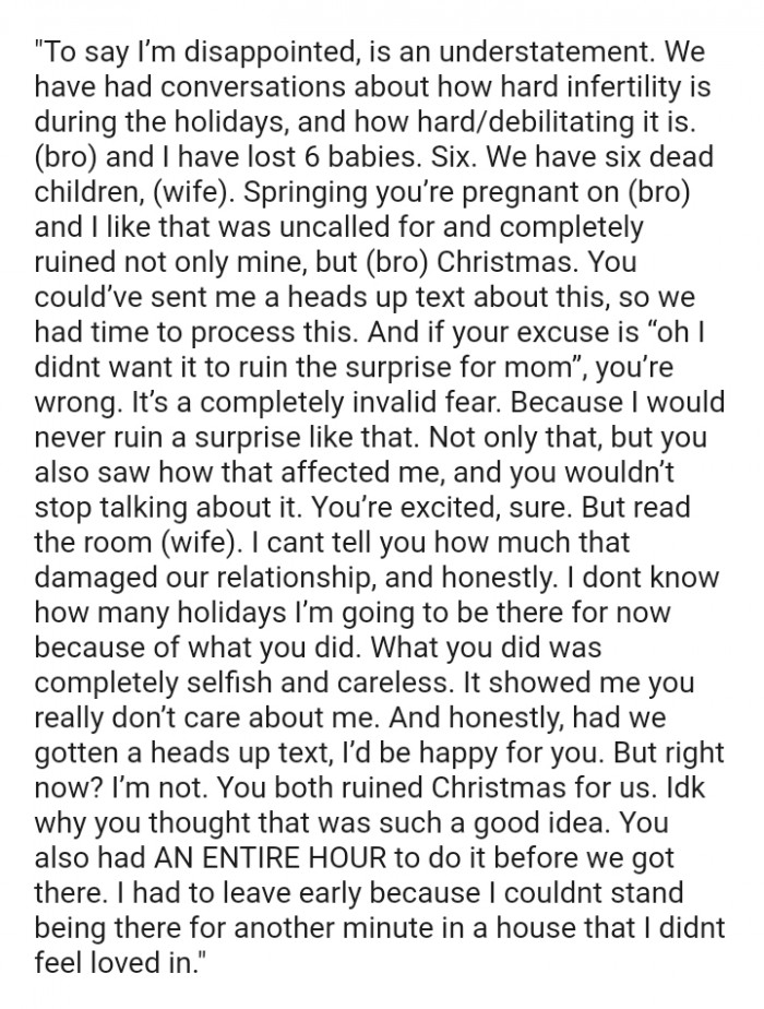 Here's the message she sent to the OP's wife