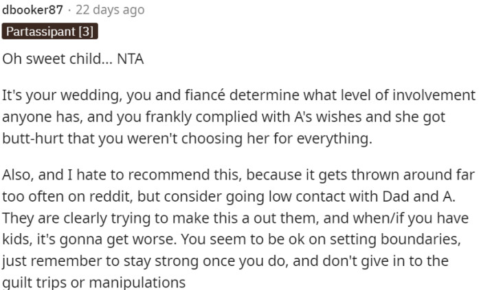 OP has shown strength in setting boundaries, so it's crucial to stay firm and not give in to guilt trips or manipulations