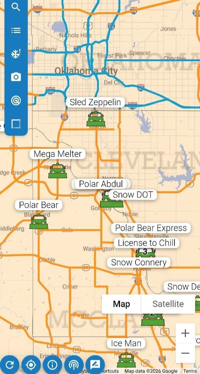 "Oklahoma Has A Live Map Of Its Snowplows"