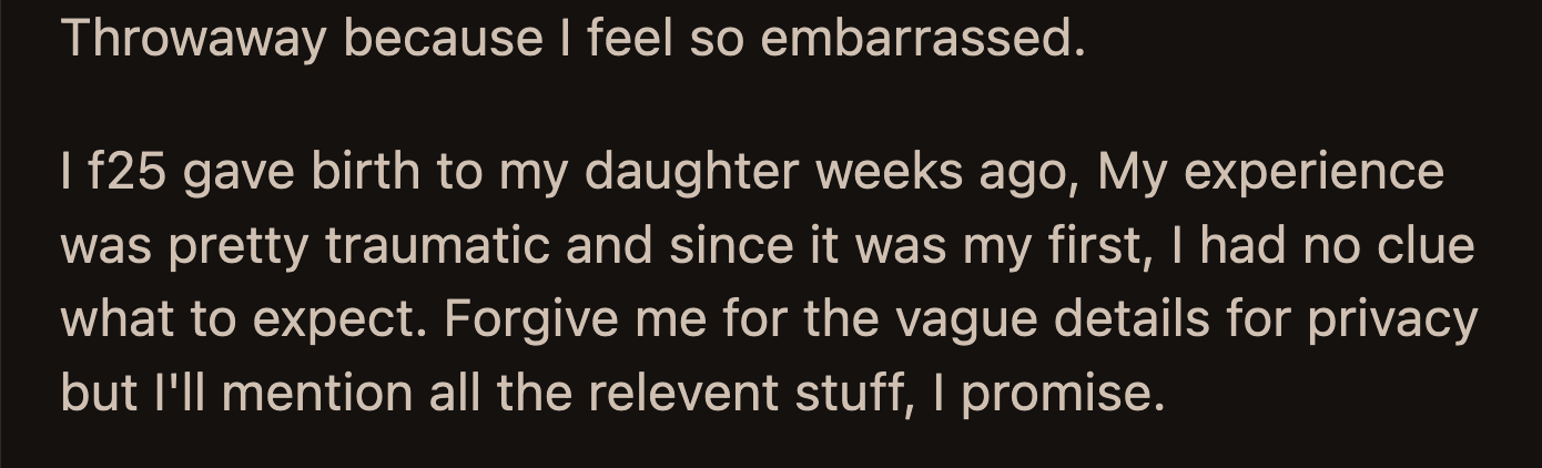 He didn't care because he brought it up during a New Year's Eve dinner with his family when OP excused herself to the bathroom.