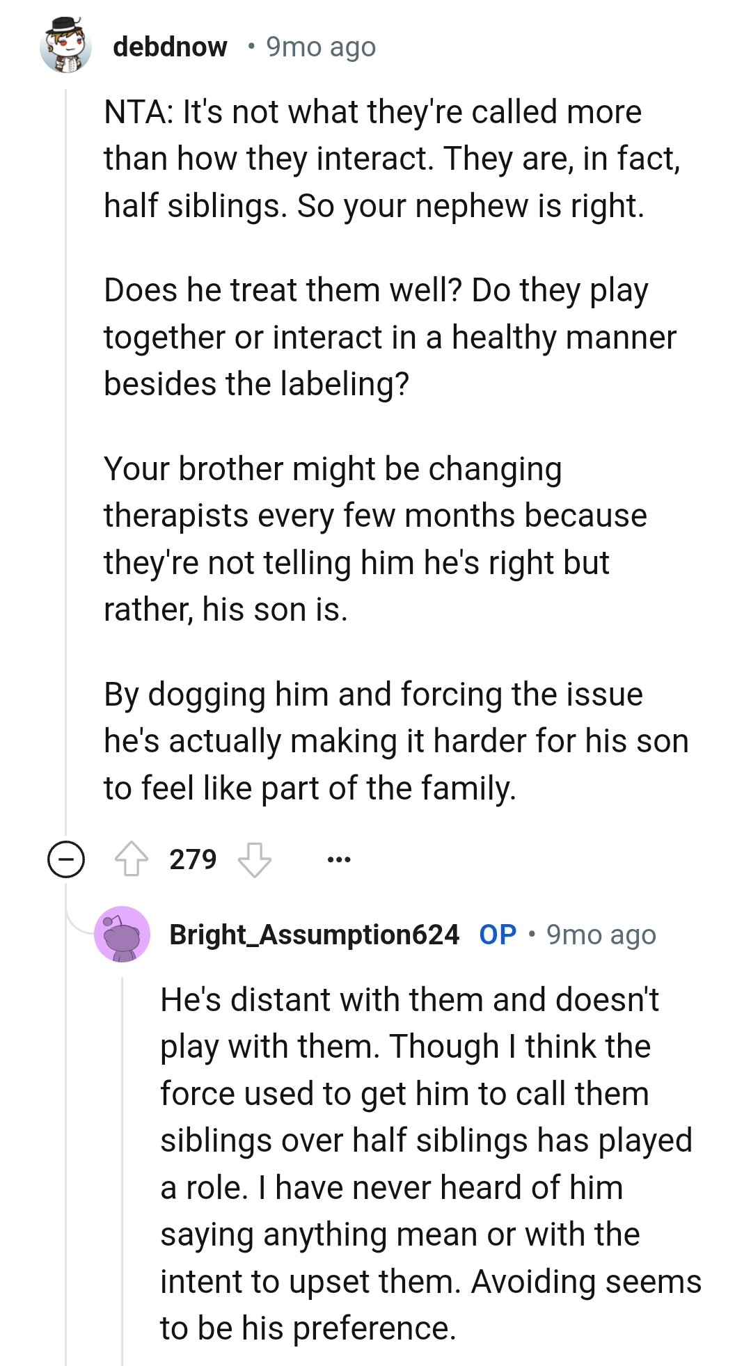 Why OP's brother is changing therapists every few months