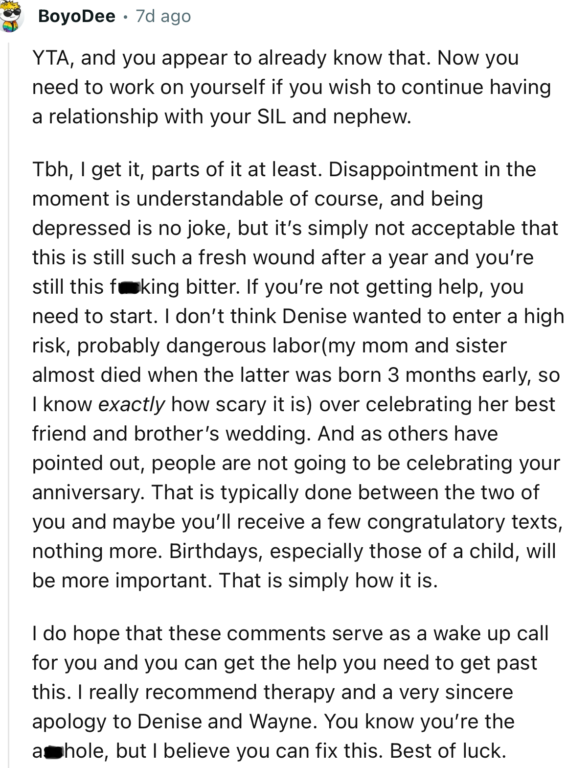 “YTA, and you appear to already know that. Now you need to work on yourself if you wish to continue having a relationship with your SIL and nephew.”