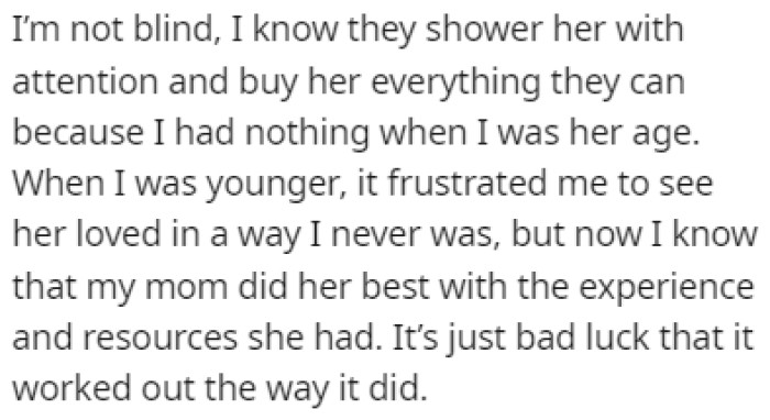 OP noticed that his step-sister, Melody, is being treated better than he was when he was a kid
