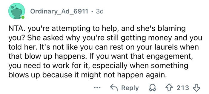 You’re trying to help her.