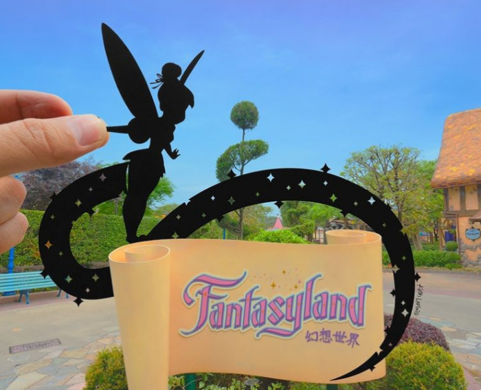 21. Tinkerbell keeping things tidy at Hong Kong Disneyland