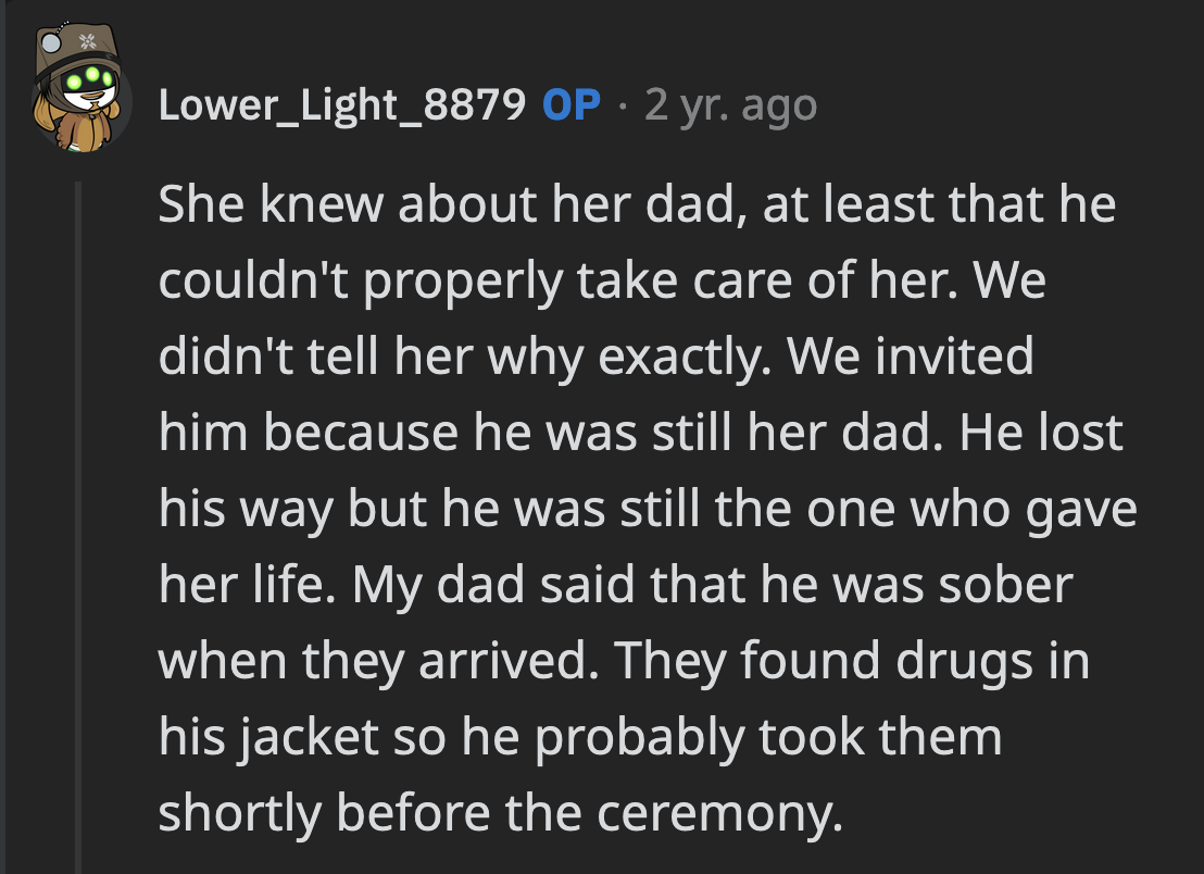 OP clarified that Abby was aware that her dad couldn't take care of her. She just didn't know the specifics.