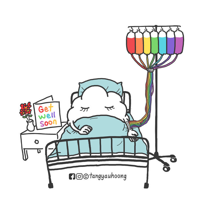 Rainbows are just clouds getting better from illnesses, which has got to be the cutest explanation for it.