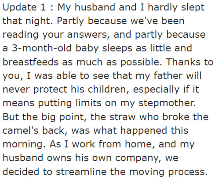 The community made the OP and her husband realize some things.