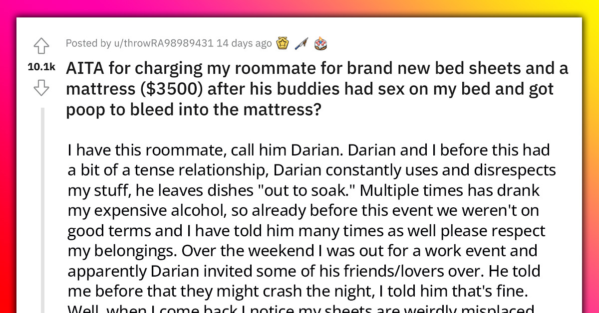 Redditor Called A Homophobe After Asking His Roomie To Replace The Bed Where His Friends Had Sex