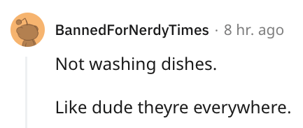 10. Someone who doesn't wash the dishes that they used