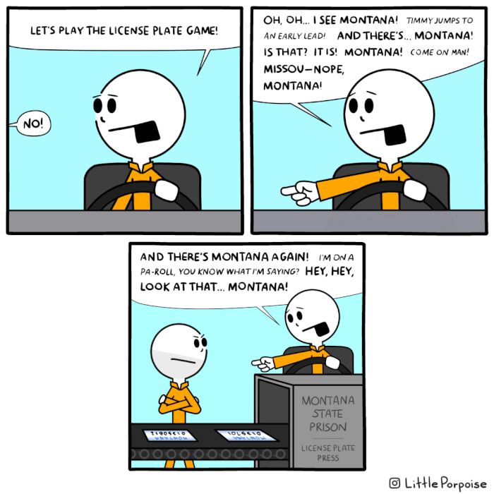 6. The license plate game. Wanna play?