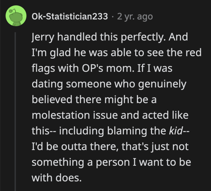 None of what happened is OP's or Jerry's fault. The onus is on OP's mom.