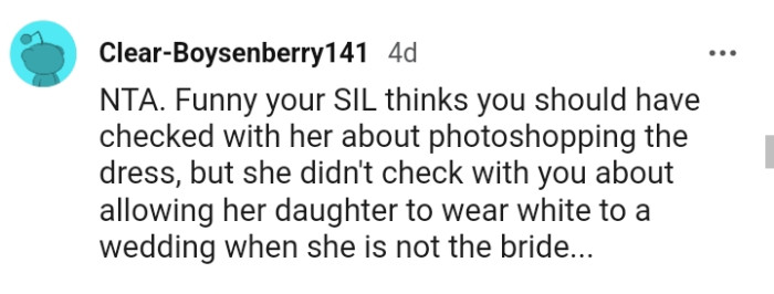 SIL didn't check with the OP about allowing her daughter to wear white