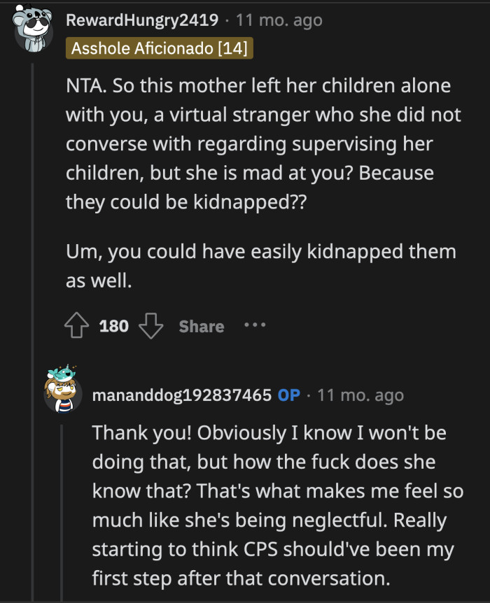 She didn't even stop by to chat with him before making him responsible for kids he didn't know he was supposed to be supervising.