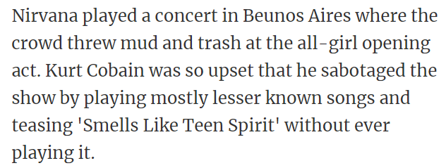 Kurt Cobain was so upset that he sabotaged the show
