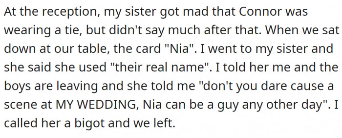 But on the wedding day, she offended his son again, and they left.
