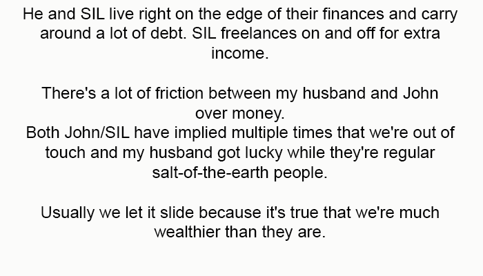 He and SIL live right on the edge of their finances