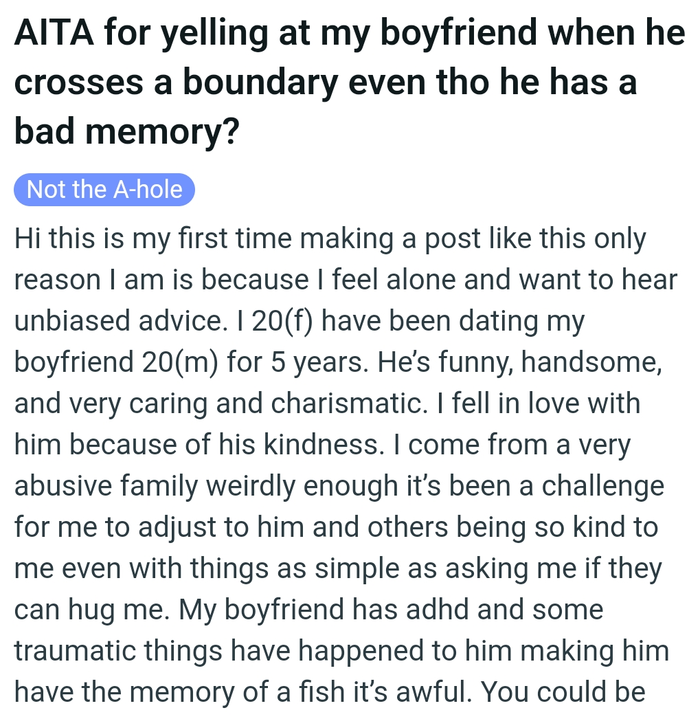 The OP kicks off her story
