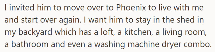 He offered a fresh start — complete with a private shed that sounded more like a small guesthouse than a punishment.