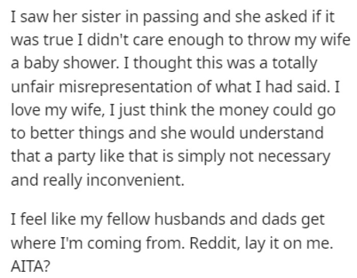 OP got accused of not caring about his wife by her sister