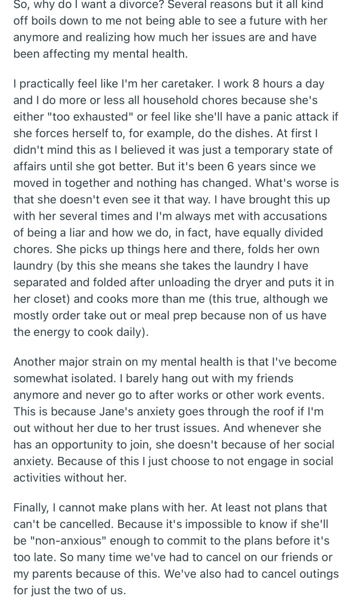 OP gave a detailed reason on why he wants to divorce his wife