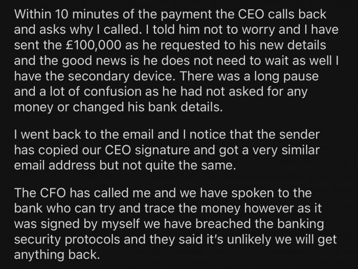Once OP and the CEO spoke on the phone, it became clear that he messed up.