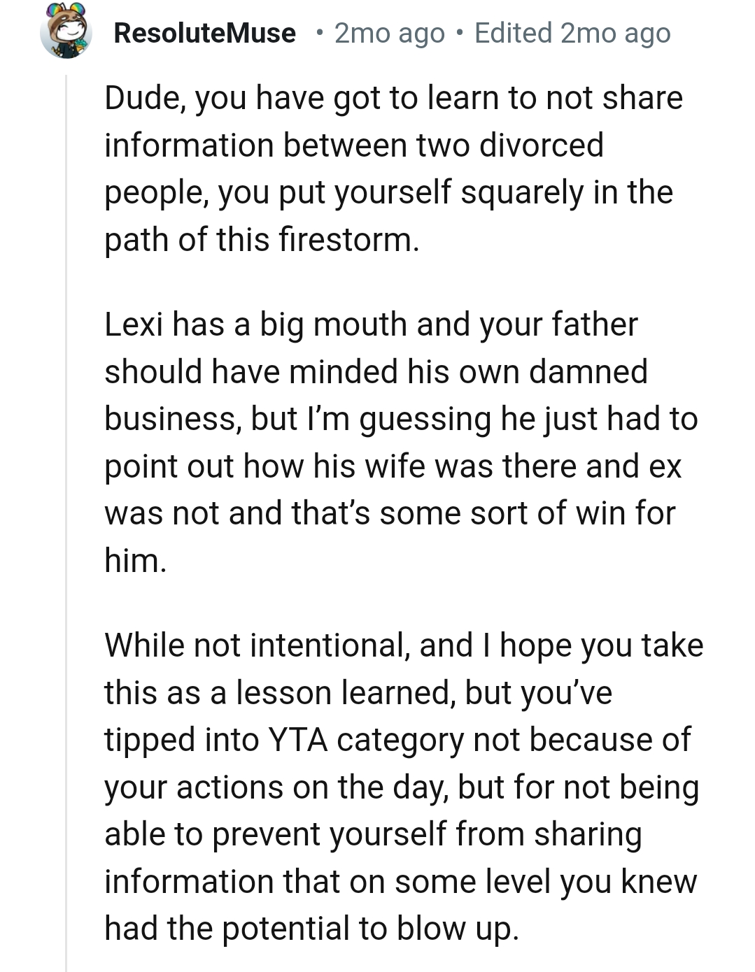 OP's dad could have minded his business