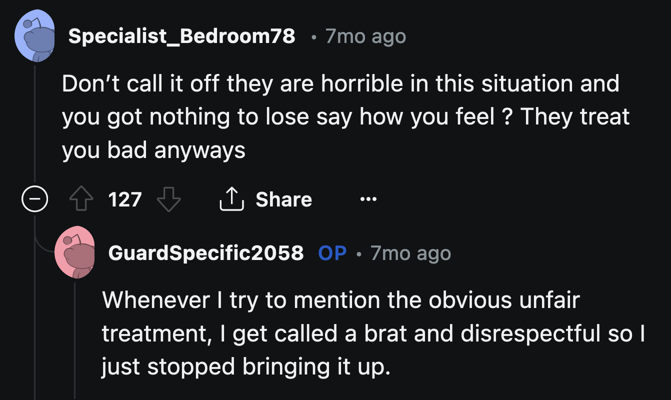 OP said they are tired of calling their parents out for their obvious favoritism. OP would have seen more progress if they argued with a brick wall.