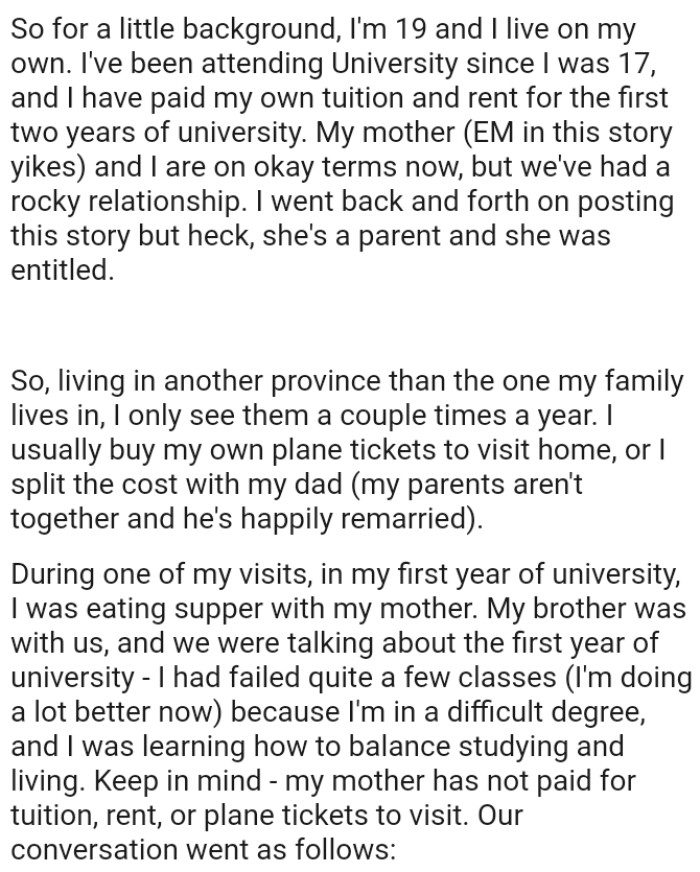 OP buys his own plane tickets to visit home, or he splits the cost with his dad