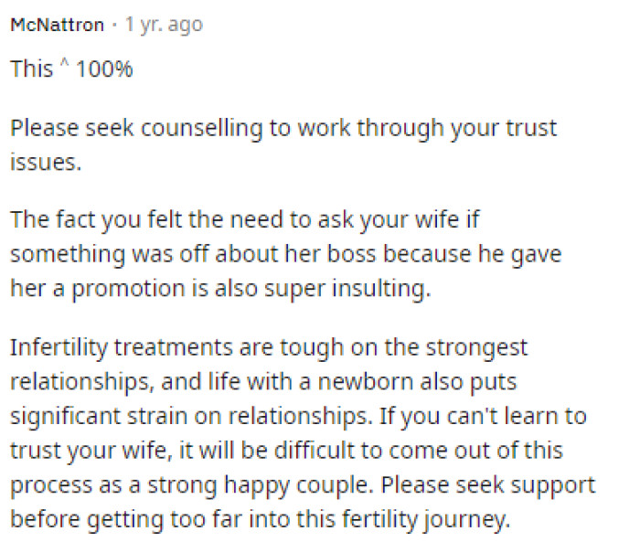 This person agreed with the comment above and said that he needs to control his feelings before it makes things worse.