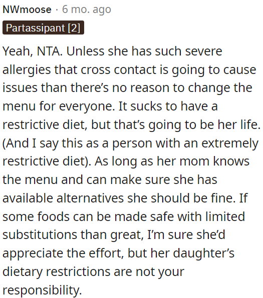 It's not necessary to change the menu for everyone.