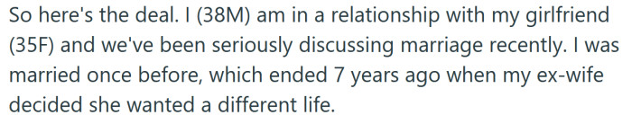 He explained that he and his girlfriend have been discussing getting married.