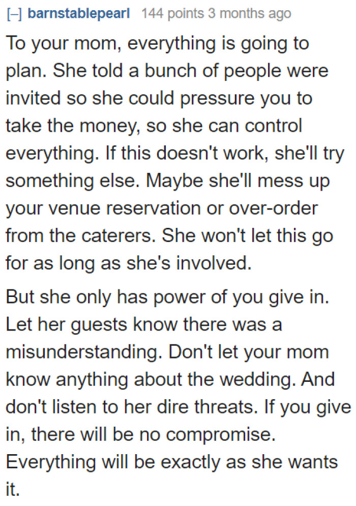 It might be time to consider excluding the mom from the wedding planning process.