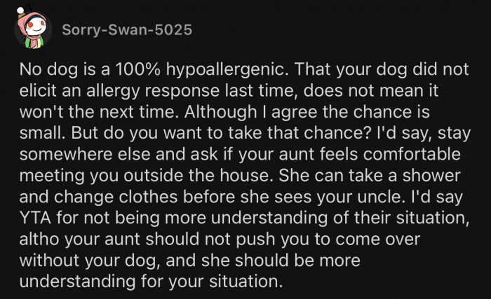 The aunt should be more understanding of the situation.