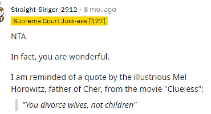 Again, someone else had to bring up this famous quote because it's so true here, and it's the perfect lesson to tell her son so he understands her perspective.