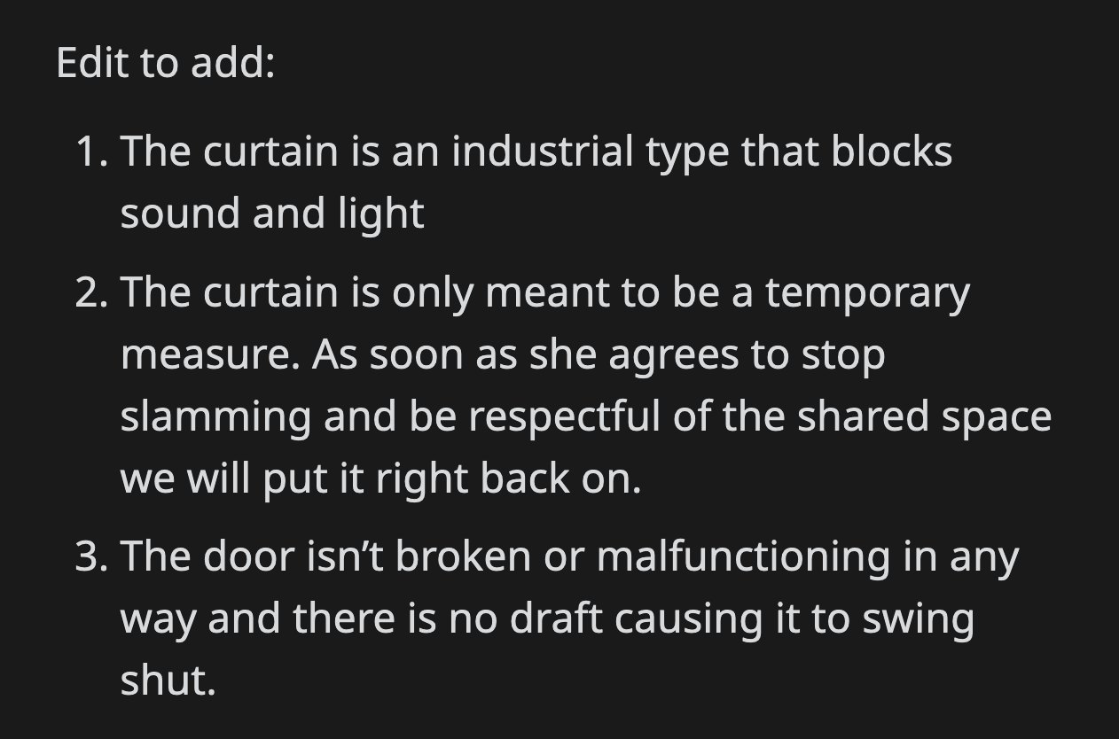 The curtain is just a temporary punishment. They still knock on the wall before entering Maggie's room.