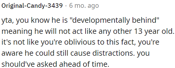 OP should have asked ahead of time.