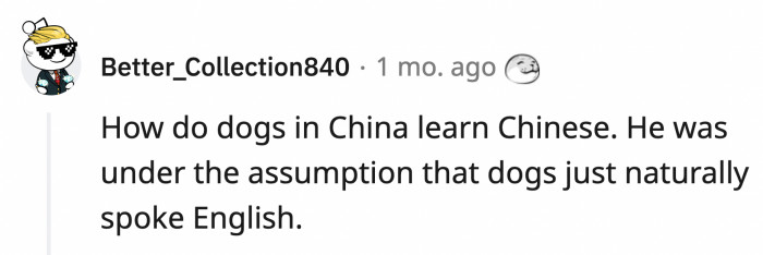 1. Wait until he hears about police dogs understanding German commands