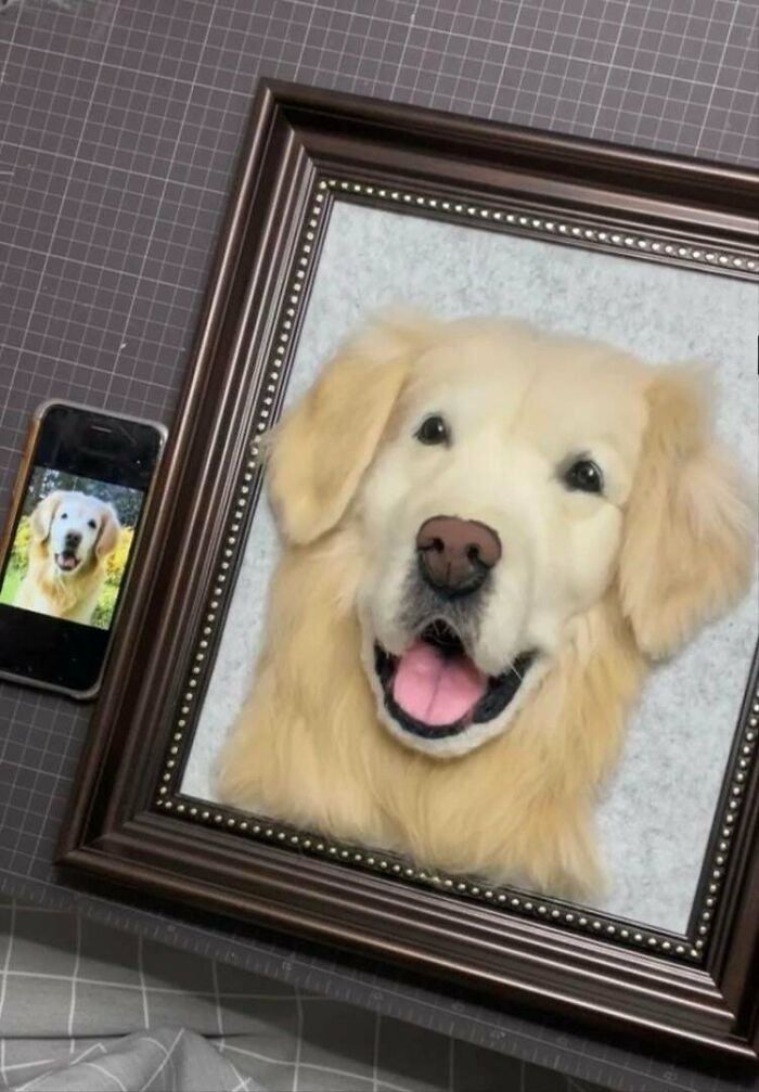 "I Tried To Recreate This Golden’s Smile In Wool—Did I Capture The Joy?"