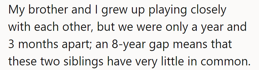 8-year gap? More like coexisting roommates than playmates.