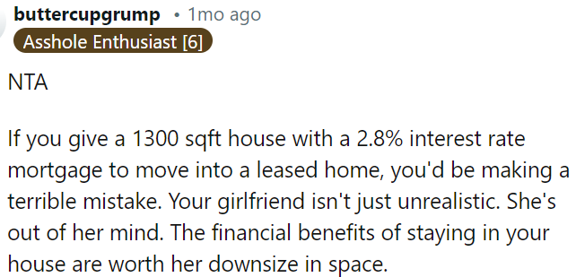 OP's Girlfriend Has an Unrealistic Mindset.